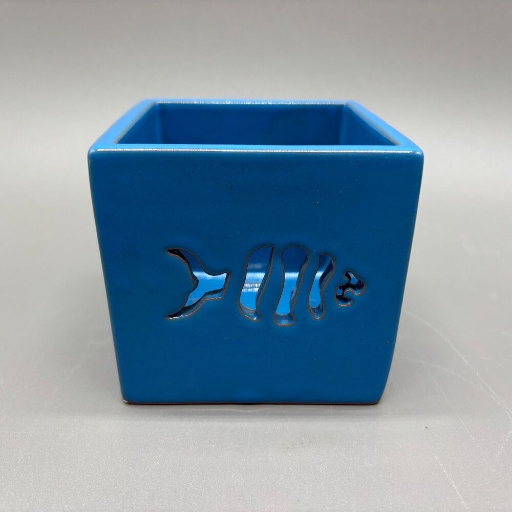 Fish Candle Holder Living Home by Zrike Glo Lite Blue Cutout Tea Light Portugal
